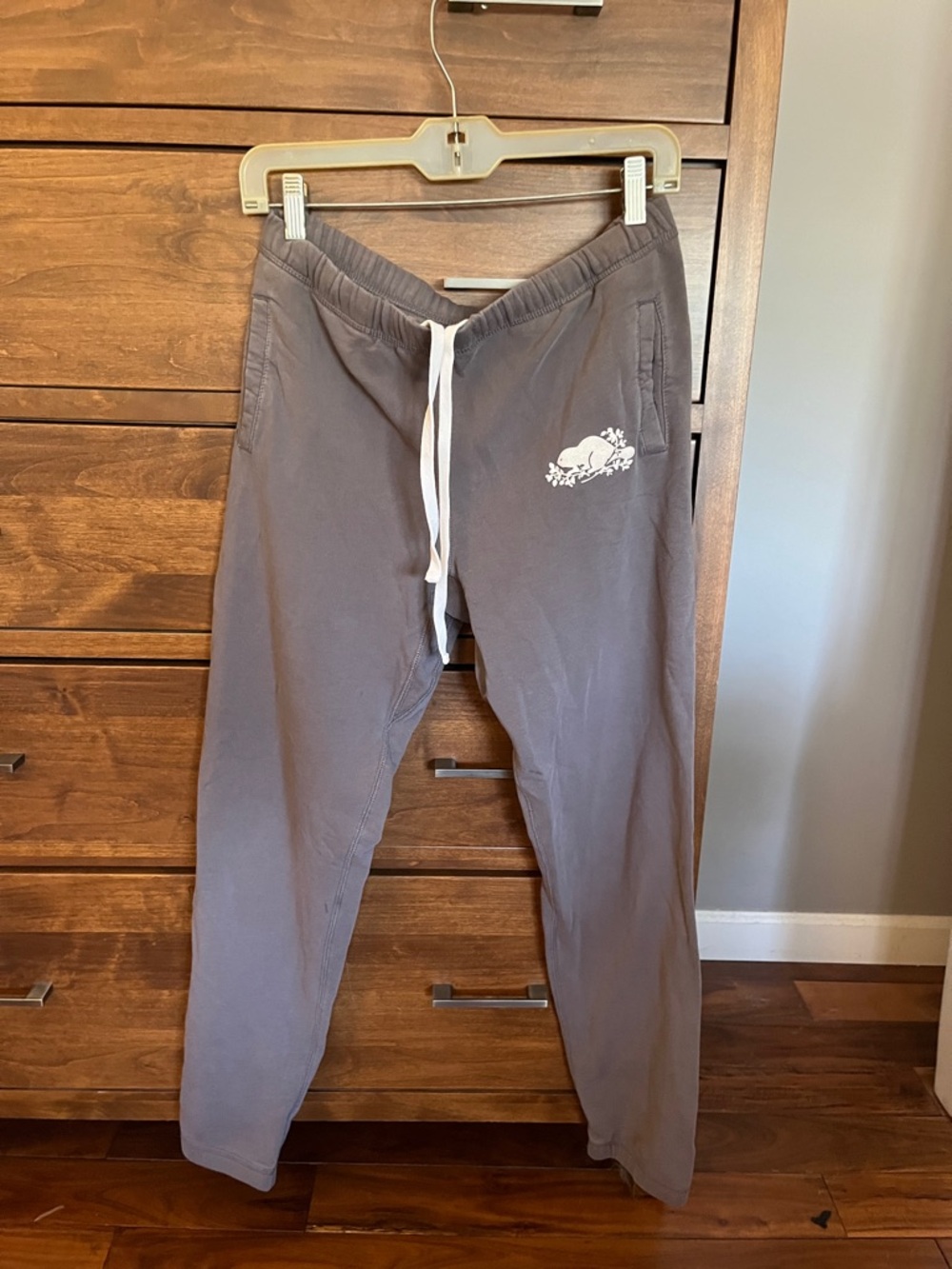 Roots Women's Gray Track Pants with White Drawstring and Logo